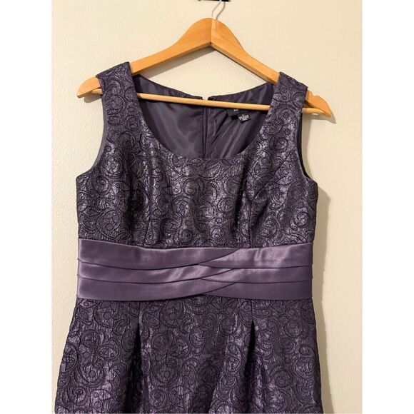 R&M Richards 6 Dress & Jacket 2-PC Set Plum Purple Jacquard Swirl Wedding Guest - Picture 13 of 15